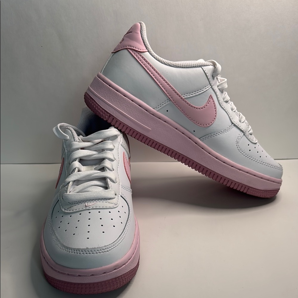 Nike Air Force 1 White and Pink Shoes